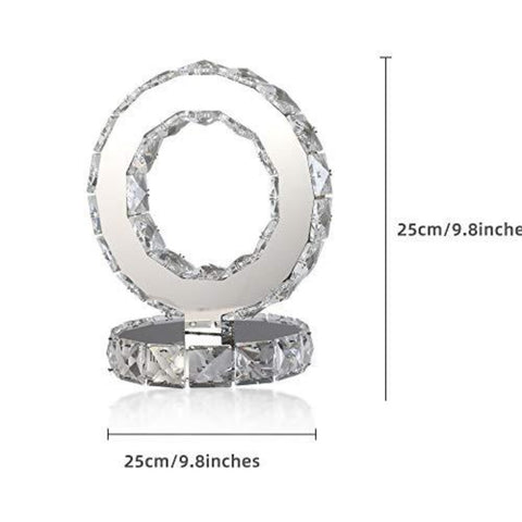 Lámparas de mesa de vidrio, lámparas de noche modernas LED de acero inoxidable, lámpara de escritorio redonda de 12 W, luz blanca cálida