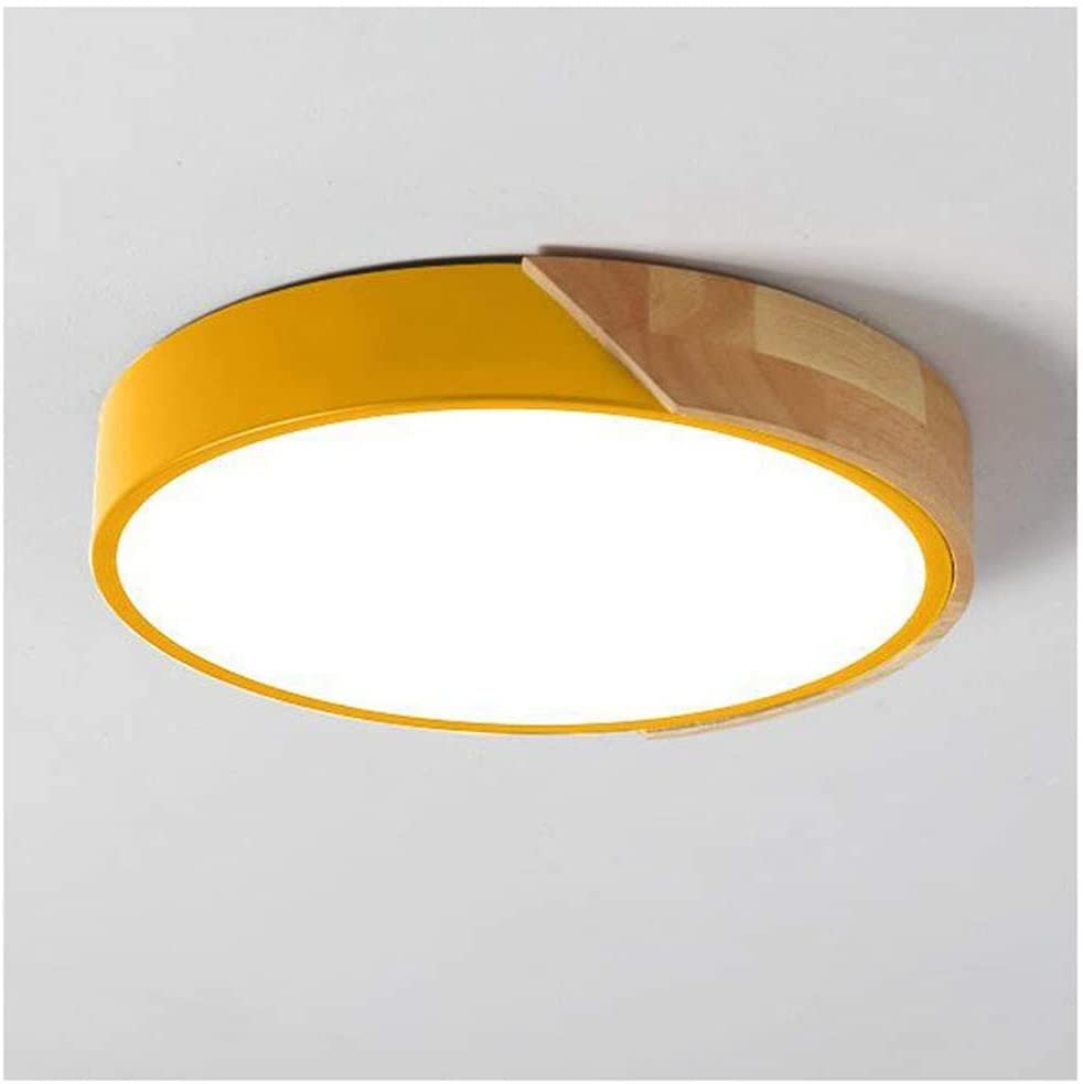 LED Plafonnier, 24W plafonnier bois Moderne Rond Blanc Froid 6000K Ø30*5CM Chambre la Cuisine le Salon le Balcon et le Couloir