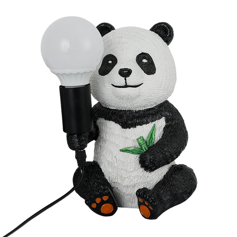 Lámparas de mesa con diseño de panda de resina, luz nocturna creativa moderna con cable enchufable, lámpara de escritorio LED de animales, lámpara de noche para decoración del hogar