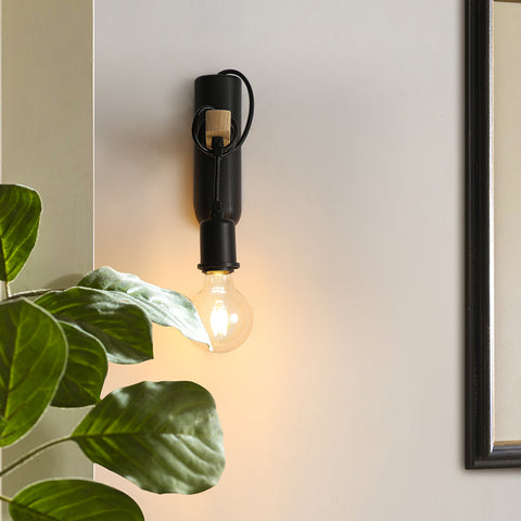 Apliques de madera E27, aplique LED retro, lámpara de noche de pared para dormitorio, sala de estar, escalera, máximo 40W