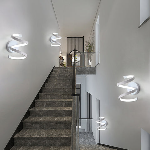 Lámpara de pared LED para interiores, lámpara de pared en espiral blanca de 18W, lámpara de pared moderna para dormitorio, pasillo, oficina, luz blanca fría 6500K