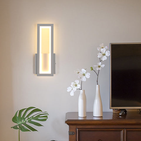 Lámpara de pared LED para interiores, lámpara de pared LED cuadrada simple de 16 W, decoración moderna, iluminación LED, lámpara de pared para sala de estar, dormitorio, luz cálida, color blanco 3000 K