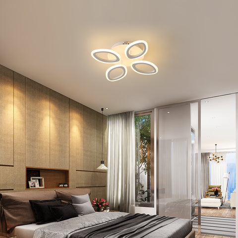 Lámpara de techo LED moderna regulable de 40 W, lámpara de techo con diseño en forma de flor, lámpara de pétalos de metal acrílico con control remoto adecuada para dormitorios, escaleras, pasillos, balcones, pasillos (4 luces)