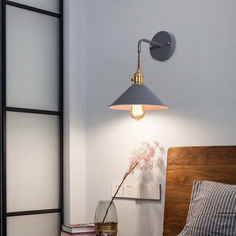 Lámpara de pared regulable enchufable para dormitorio de estilo nórdico vela macarrón pasillo de escalera creativo europeo simple con lámpara de pared con interruptor gris (bombilla no incluida)