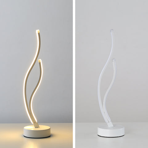 Lámpara de mesa LED Lámpara de mesa acrílica minimalista, lámpara de mesa de diseño de metal LED Lámpara de mesa ondulada Dormitorio Iluminación suave ILUMINACIÓN Ojo