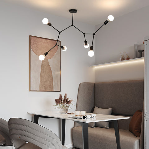 Lámpara de techo E27, candelabros de varios cabezales, iluminación moderna negra para sala de estar, dormitorio