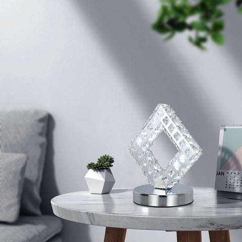 Lámpara de mesa moderna de cristal, lámpara de cristal LED, luz blanca 6000K.