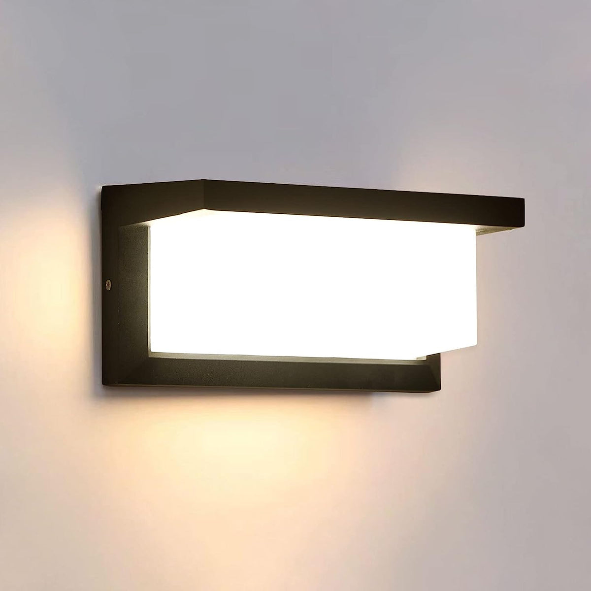 Aplique de pared exterior impermeable IP65 Lámpara de pared LED Blanco cálido 3000K para entrada Pasillo Patio Jardín Terraza Balcón Garaje Negro