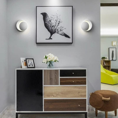 Lámpara de pared LED moderna, 2 lámparas de pared redondas, blanco cálido, 3000K, para dormitorio, sala de estar, pasillo, entrada, color blanco