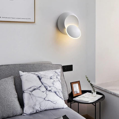 Lámpara de pared LED moderna, 2 lámparas de pared redondas, blanco cálido, 3000K, para dormitorio, sala de estar, pasillo, entrada, color blanco