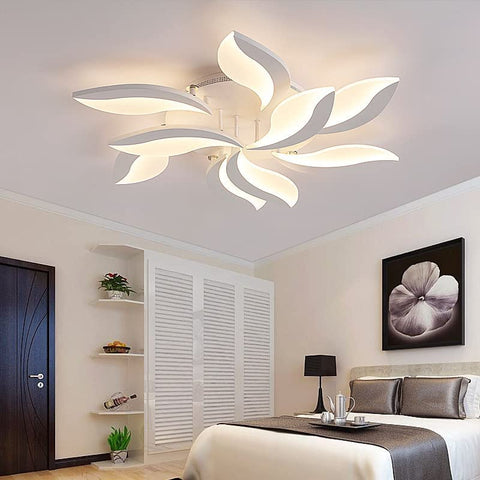 Luz de techo LED regulable con control remoto, lámpara de techo con forma de pétalo creativo de 68 W, iluminación de techo acrílica moderna para sala de estar, oficina, dormitorio