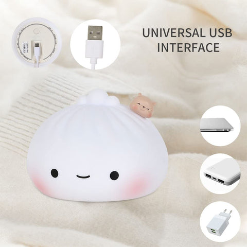 Luz Nocturna para Niños, Luz LED de 7 Colores Luz Nocturna LED Recargable para Niños con USB, Luz Nocturna de Silicona Suave al Tacto, Luz Nocturna Linda Portátil para Bebé, Niños y Niñas Regalo