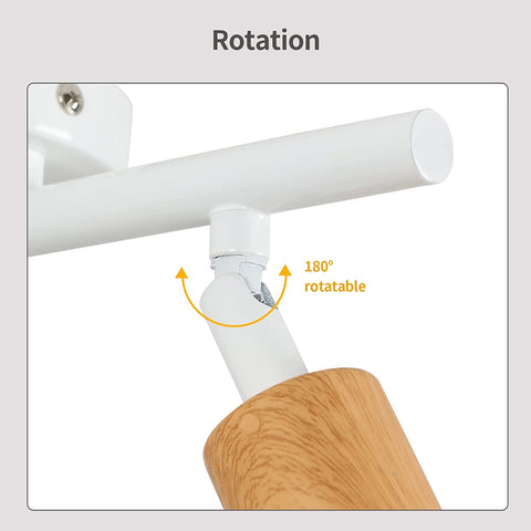 Lámpara de Techo LED 2 Puntos Ajustables, Lámpara de Techo LED Blanca Madera, Iluminación de Techo Interior para Cocina, Sala de Estar, Dormitorio, Pasillo, Sin Bombillas, Máx. 60W