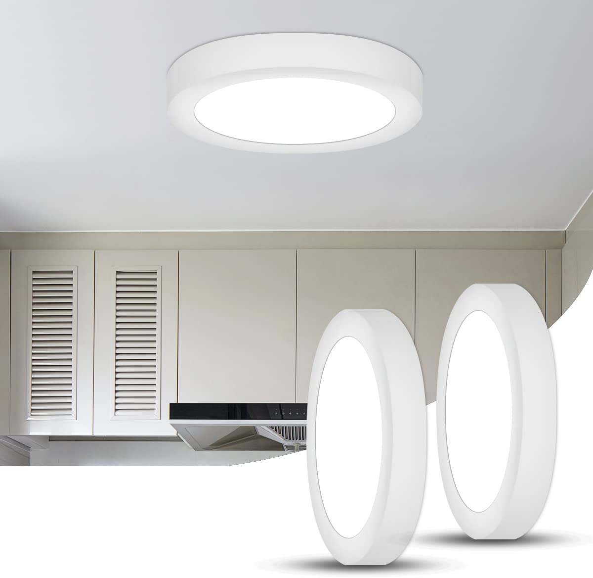 Luz de techo LED de 2 piezas, 12 W 6000 K blanco frío, lámpara de techo moderna, luz de techo redonda, luz de techo LED plana para dormitorio, sala de estar, comedor