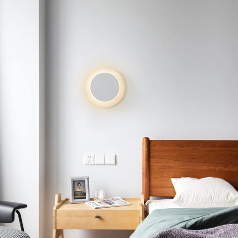 Apliques de Pared para Interiores 12W Blanco, Aplique de Pared LED Moderno, Eclipse Creativo 2 en 1, Giratorio 360 3000K Blanco Cálido, Luz de Iluminación para Sala de Estar, Escalera, Dormitorio