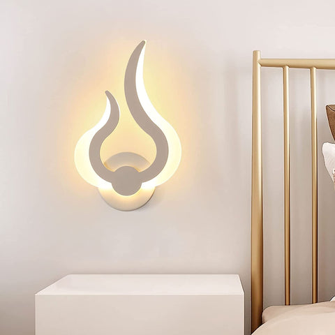 Lámpara de pared LED para interiores, lámpara de pared LED moderna de 12 W, blanco cálido 3000 K, 220 V, acrílico, forma de llama, luces nocturnas montadas, para sala de estar, pasillo, dormitorio, W18cm * H30cm