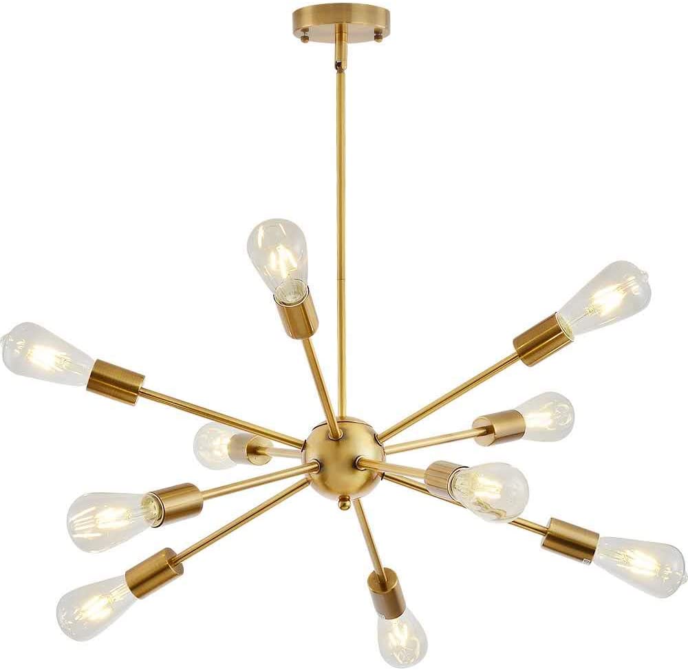 Lustre Suspension Moderne, 10 Lumières Laiton Industriel Vintage Suspension