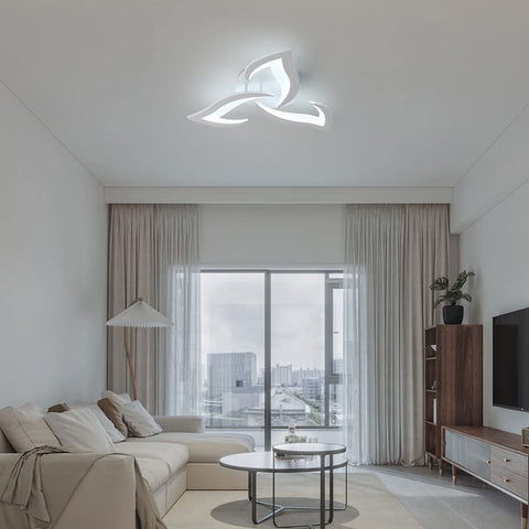 Lámpara de techo LED, 36W 3060LM Lámpara de techo moderna, Lámpara de techo LED de acrílico de 3 luces para sala de estar, dormitorio, cocina, diámetro 58 cm (blanco) Luz blanca fría 6500K