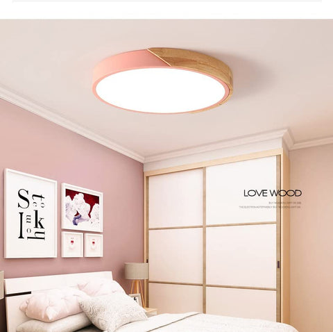 Lámpara de Techo LED, Lámpara de Techo de Madera Moderna de 24 W Redonda Blanco Frío 6000 K Ø30 * 5 CM Dormitorio, Cocina, Sala de Estar, Balcón y Pasillo