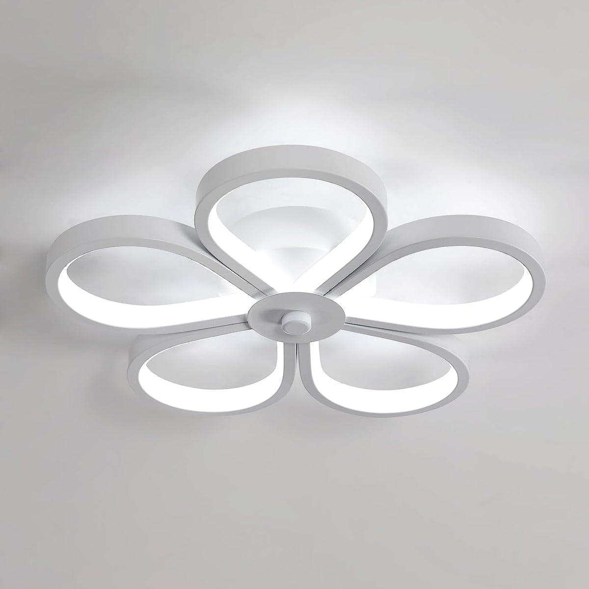 Lámpara de techo LED de 30 W, diseño moderno, blanco frío, 6000 K, lámpara de techo creativa con forma de flor para sala de estar, dormitorio, comedor, oficina, blanco