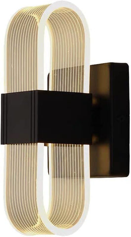 Aplique de pared LED para interiores Lámpara de pared moderna regulable de 12 W Diseño acrílico creativo romántico para dormitorio, sala de estar, pasillo, escalera, hotel, luz blanca de 3000 K-6000 K (negro)