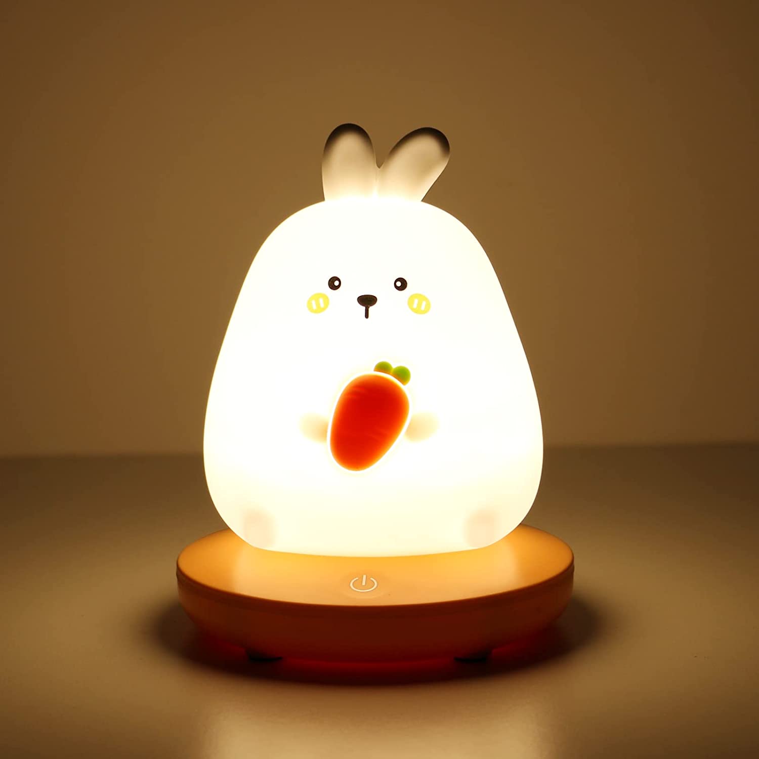 Veilleuse Enfant, Lapin Veilleuse Bebe en Silicone, Veilleuse Usb Rechargeable, luminosité réglable