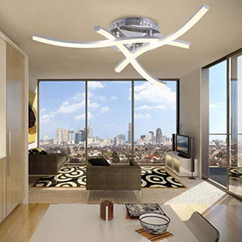 Lámpara de Techo LED de Diseño Moderno, Lámpara de Techo en Forma de Onda, Blanco Cálido 3000k, LED Integrados 18W 1.600Lm, Lámpara de Araña Moderna para Salón Dormitorio Comedor