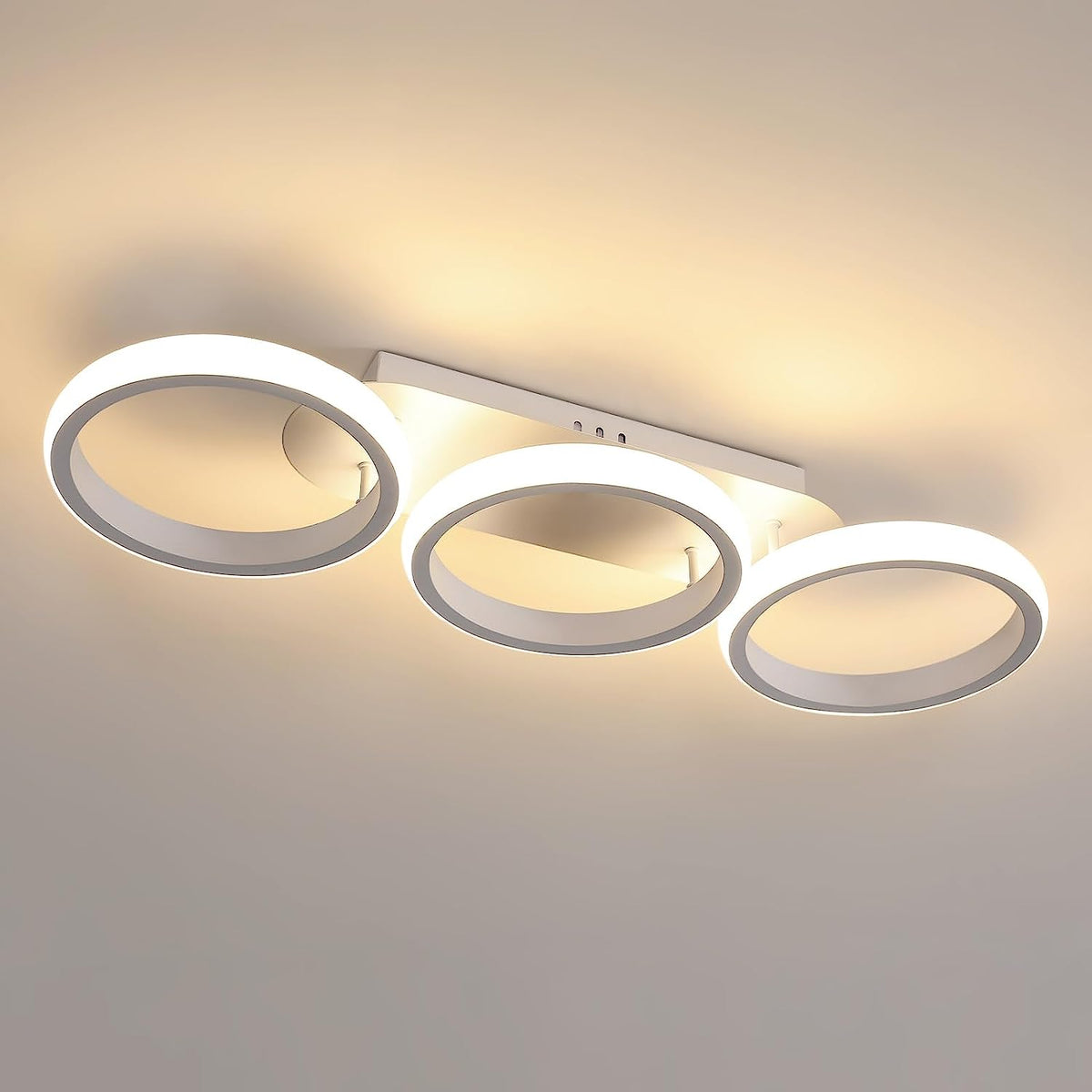 Plafonnier LED Design moderne 32W Cercle Anneaux Lampe de Plafond Blanc Chaud 3000K Pour salon chambre à coucher salle à manger bureau Blanc