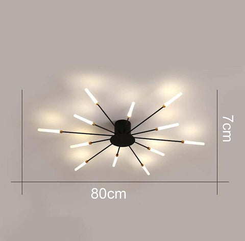 Luz de techo LED Lámpara de diseño de fuegos artificiales moderna Lámpara de suspensión elegante y creativa Sala de estar simple para interiores,Negro