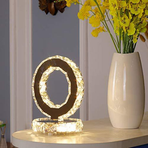 Lámparas de mesa de vidrio, lámparas de noche modernas LED de acero inoxidable, lámpara de escritorio redonda de 12 W, luz blanca cálida