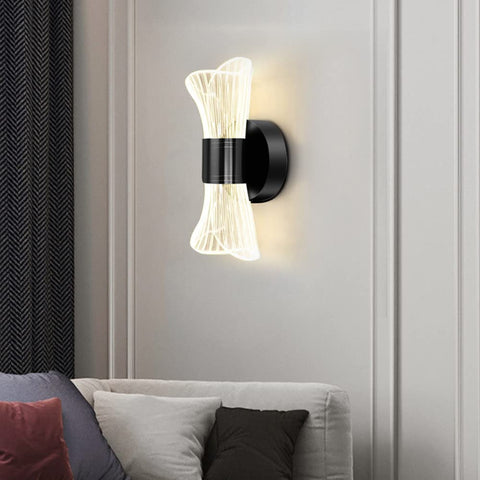 Lámpara de pared interior LED regulable, lámpara de pared LED moderna de 12 W, diseño creativo, iluminación acrílica, lámpara de pared para sala de estar, pasillo, dormitorio, escaleras, negro
