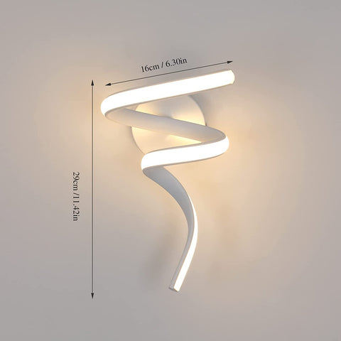 Lámpara de pared LED moderna con diseño en espiral, luz de pared interior 16W 1750LM, luces de pared LED interiores de color blanco cálido 3500K para dormitorio, sala de estar, escalera, pasillo