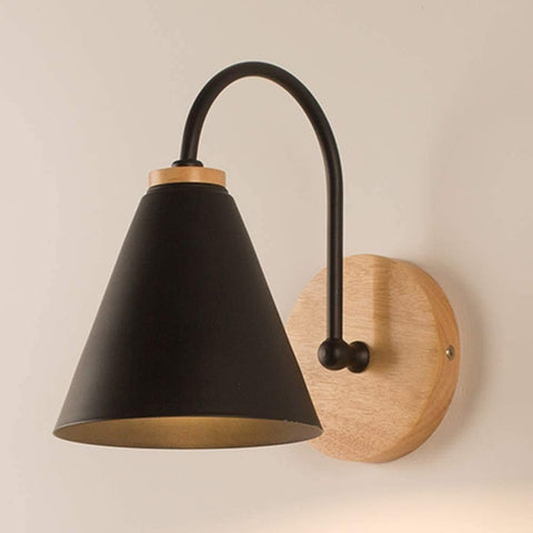Lámpara de pared para cabecera de madera escandinava, lámpara de pared con base E27 para dormitorio, sala de estar, pasillo, entrada, bombilla negra no incluida