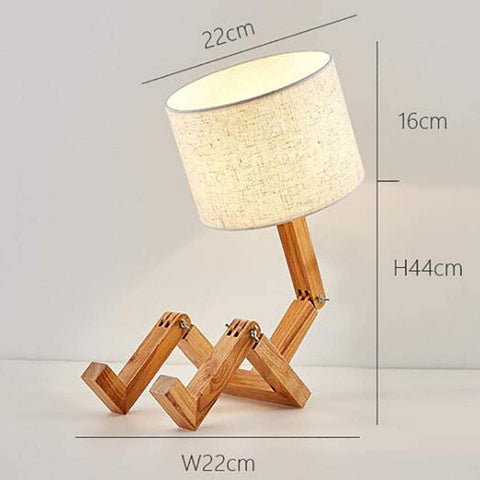 Lámpara de mesa LED de madera maciza creativa Lámparas de noche robot para dormitorios Oficina de estudio Lámpara de dormitorio de estilo europeo Lámpara de mesa pequeña de hotel W22cm*H44