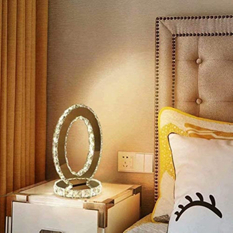Lámparas de mesa de vidrio, lámparas de noche modernas LED de acero inoxidable, lámpara de escritorio redonda de 12 W, luz blanca cálida
