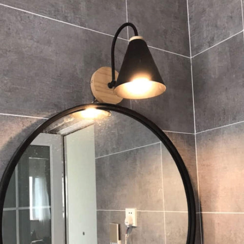 Lámpara de pared para cabecera de madera escandinava, lámpara de pared con base E27 para dormitorio, sala de estar, pasillo, entrada, bombilla negra no incluida