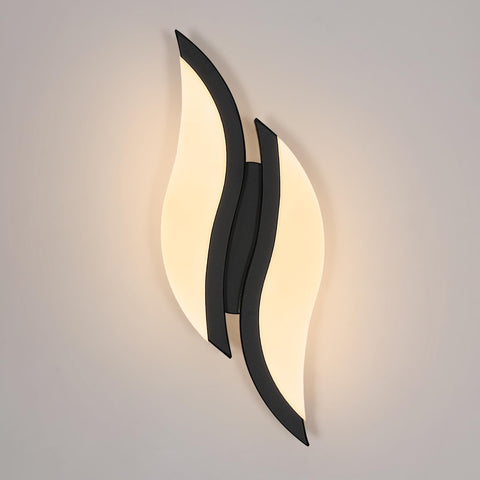 Luz de pared interior LED, lámpara de pared moderna 12W 2300LM, iluminación acrílica Lámpara de pared para sala de estar dormitorio escalera 3000K luz blanca cálida color negro