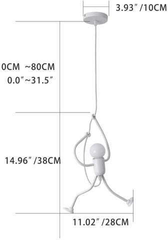Lámpara de araña creativa moderna y encantadora blanca, diseño de dibujos animados de Iron Man, lámpara elegante para habitación de niños, mesita de noche, sala de estar, balcón, estudio