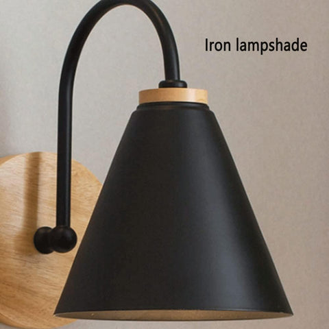 Lámpara de pared para cabecera de madera escandinava, lámpara de pared con base E27 para dormitorio, sala de estar, pasillo, entrada, bombilla negra no incluida