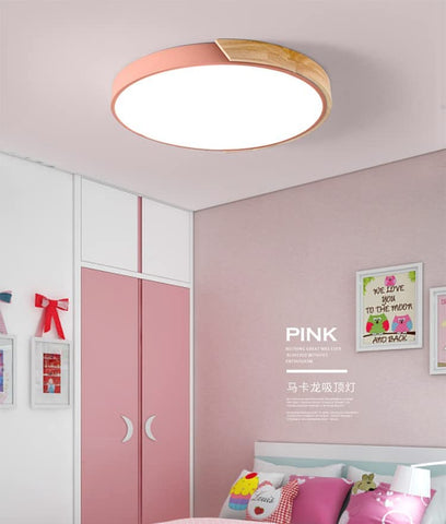 Lámpara de Techo LED, Lámpara de Techo de Madera Moderna de 24 W Redonda Blanco Frío 6000 K Ø30 * 5 CM Dormitorio, Cocina, Sala de Estar, Balcón y Pasillo