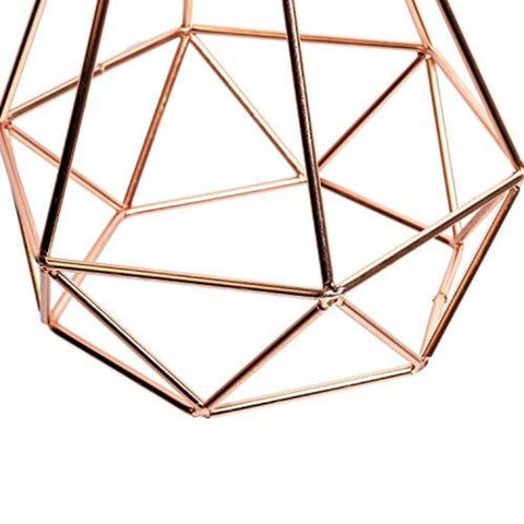 Lámpara colgante de techo con pantalla de alambre de metal piramidal geométrica vintage Goeco (oro rosa)