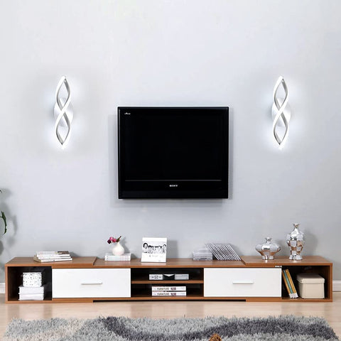 Aplique de pared interior, lámpara de pared moderna LED 16W 1800LM, blanco frío 6500k, luces de pared de diseño curvo para dormitorio escaleras sala de estar