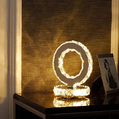 Lámparas de mesa de vidrio, lámparas de noche modernas LED de acero inoxidable, lámpara de escritorio redonda de 12 W, luz blanca cálida