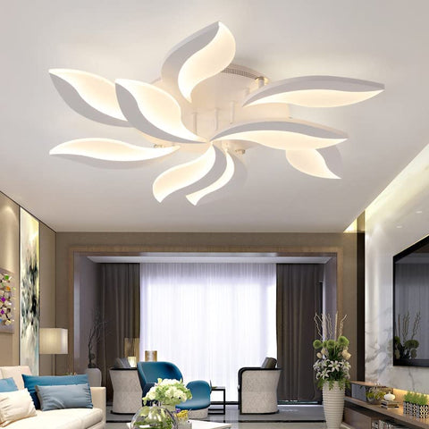 Luz de techo LED regulable con control remoto, lámpara de techo con forma de pétalo creativo de 68 W, iluminación de techo acrílica moderna para sala de estar, oficina, dormitorio