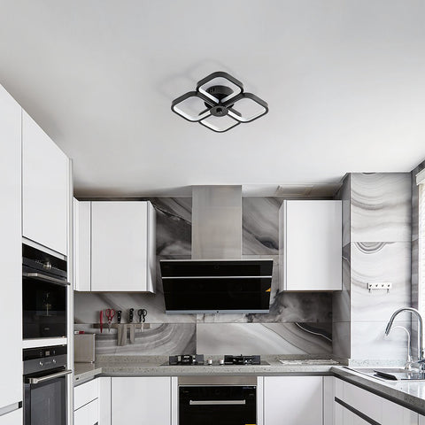 Lámpara de techo LED, lámpara de techo acrílica de metal rectangular moderna, lámpara de techo de 32 W, lámpara de techo de oficina de 24 cm de diámetro para dormitorio, sala de estar, comedor, pasillo negro
