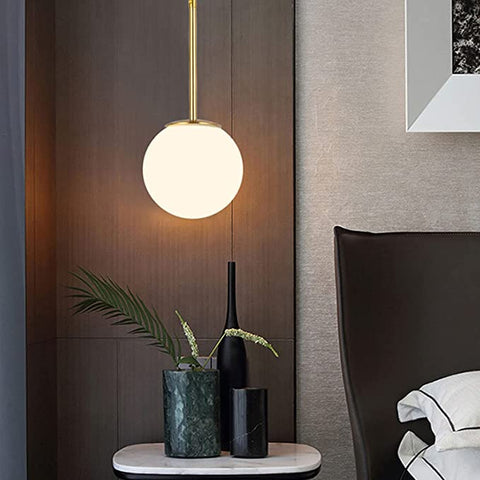 Lámpara LED de noche para dormitorio, lámpara de techo con bola de cristal con personalidad nórdica de un solo cabezal, lámpara colgante creativa simple posmoderna, decoración del comedor del hogar, iluminación interior (bombilla no incluida)