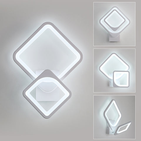 Aplique de pared interior de 32 W, lámpara de pared LED blanca, giratoria cuadrada, para escaleras interiores, sala de estar y dormitorio