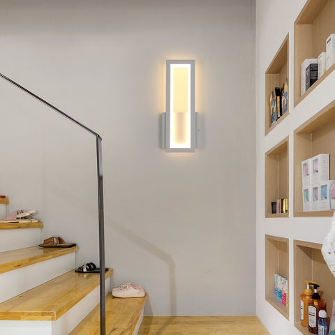Lámpara de pared LED para interiores, lámpara de pared LED cuadrada simple de 16 W, decoración moderna, iluminación LED, lámpara de pared para sala de estar, dormitorio, luz cálida, color blanco 3000 K