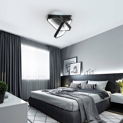 Lámpara de techo LED moderna de 24 W, 2 lámparas de techo de forma cuadrada oblicua de aluminio, lámpara de techo de metal negro, para balcón de entrada de pasillo, luz blanca fría/6500 K