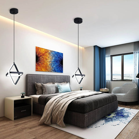 Lámpara colgante LED moderna para cama individual, 32W, regulable, para dormitorio y salón